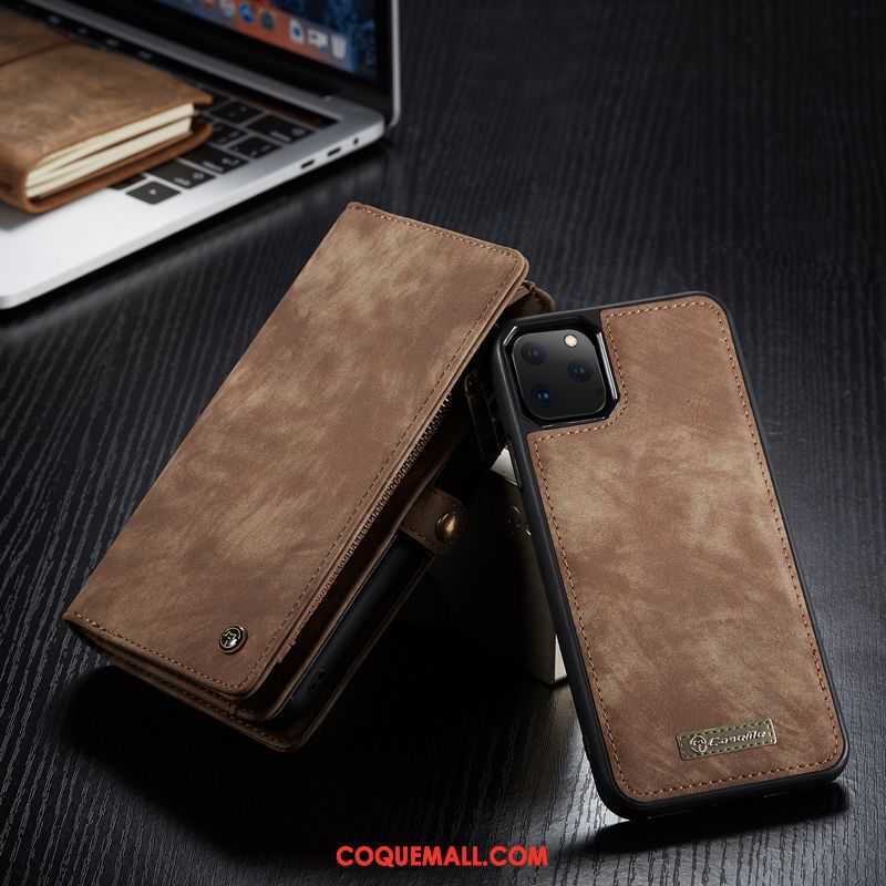 Étui iPhone 11 Pro Max En Cuir Carte Portefeuille, Coque iPhone 11 Pro Max Téléphone Portable Bleu