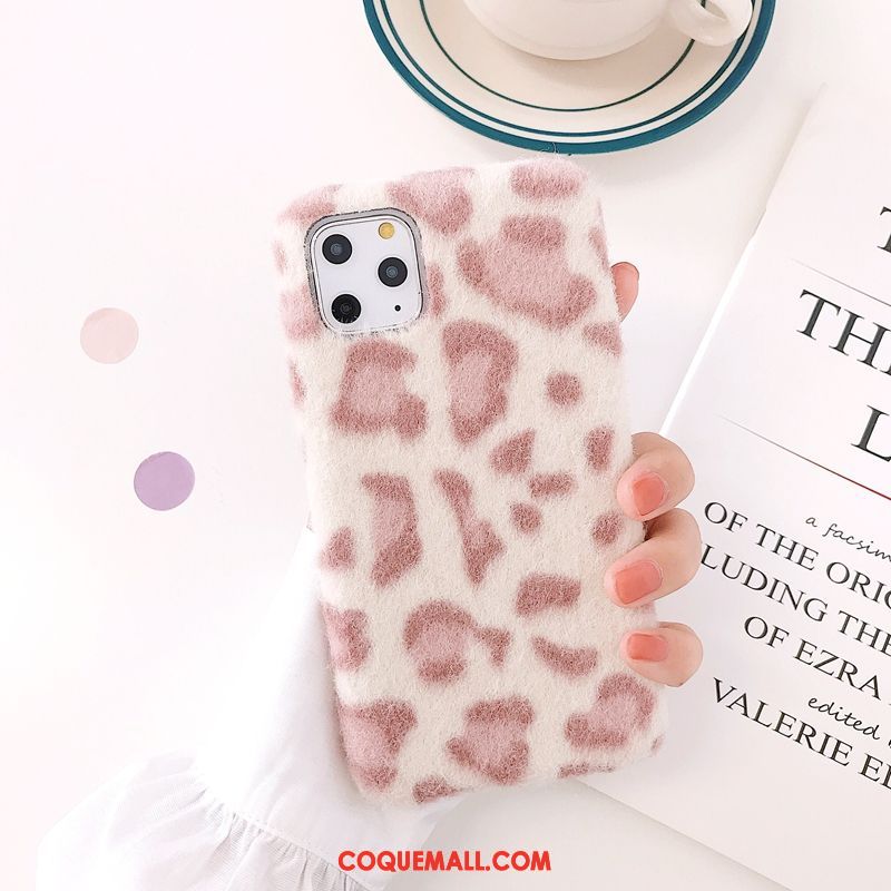 Étui iPhone 11 Pro Max Incassable Léopard Luxe, Coque iPhone 11 Pro Max Fluide Doux Peluche