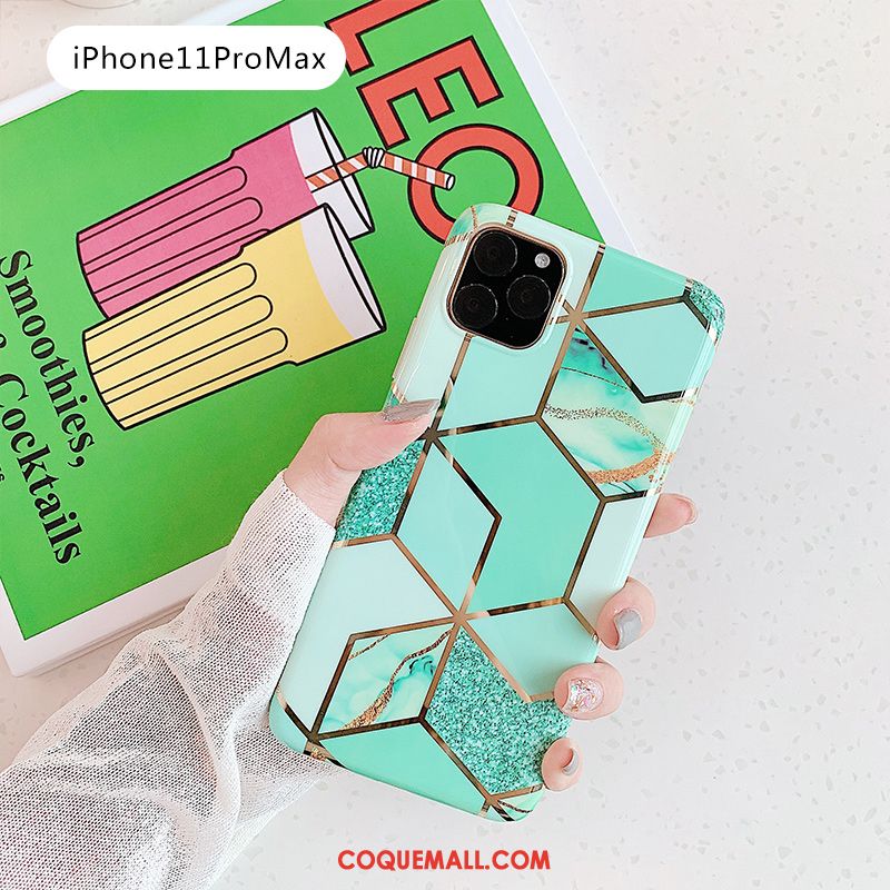 Étui iPhone 11 Pro Max Losange Frais Bleu, Coque iPhone 11 Pro Max Petit Placage