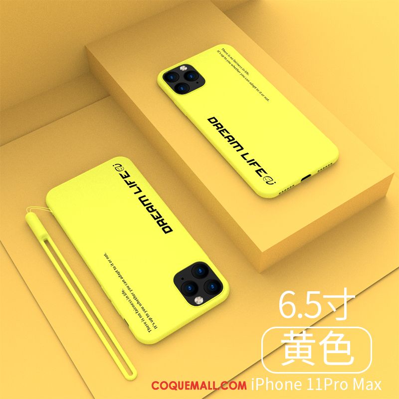 Étui iPhone 11 Pro Max Luxe Ornements Suspendus Marque De Tendance, Coque iPhone 11 Pro Max Jaune Fluide Doux