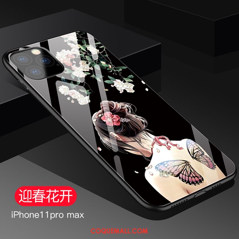 Étui iPhone 11 Pro Max Noir Personnalité Verre, Coque iPhone 11 Pro Max Protection Silicone