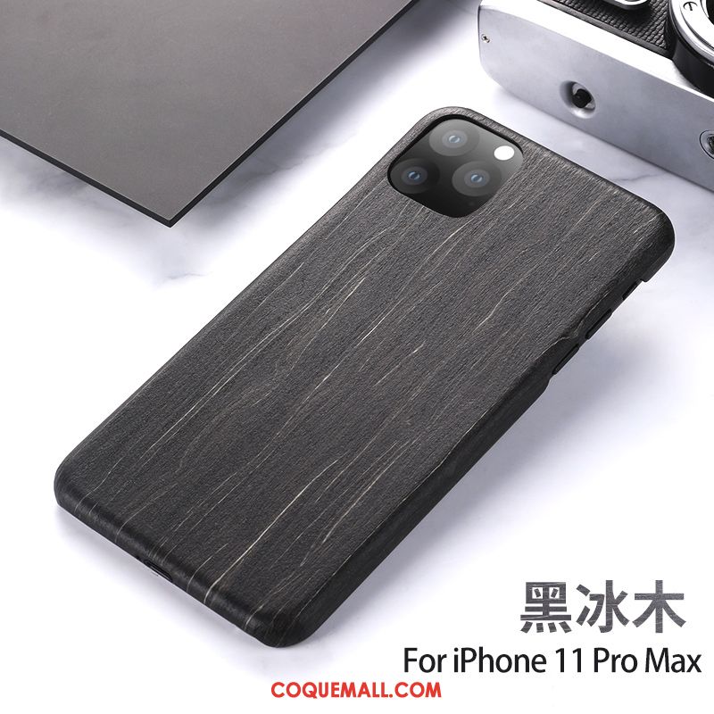 Étui iPhone 11 Pro Max Nouveau Bois Massif Protection, Coque iPhone 11 Pro Max Téléphone Portable En Bois Braun