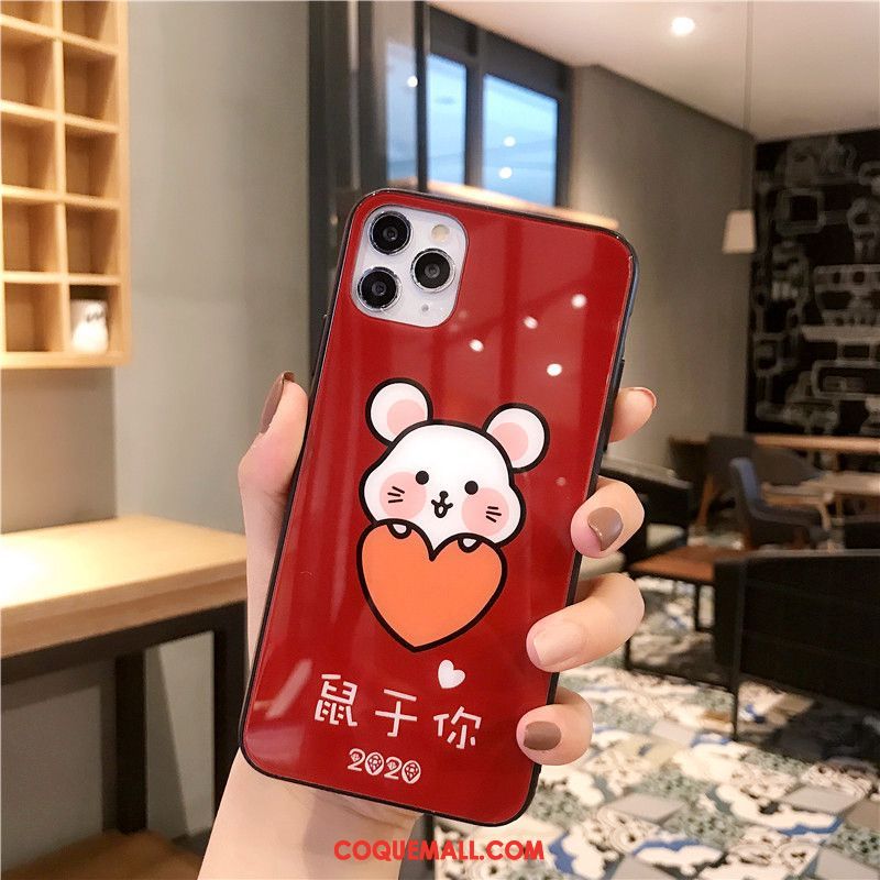 Étui iPhone 11 Pro Max Nouveau Verre Incassable, Coque iPhone 11 Pro Max Rat Amoureux