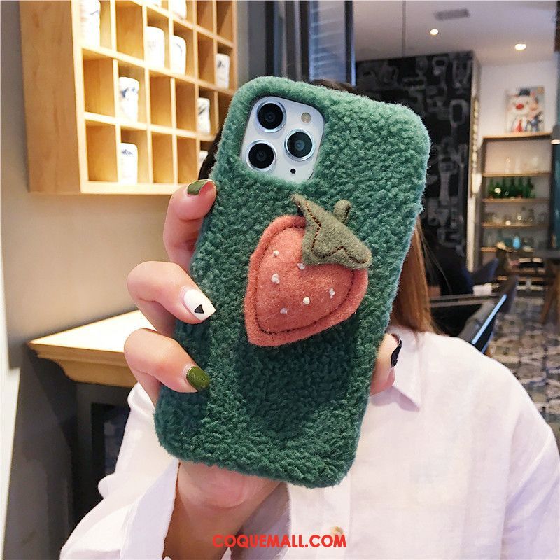 Étui iPhone 11 Pro Max Peluche Frais Fraise, Coque iPhone 11 Pro Max Dimensionnel Incassable