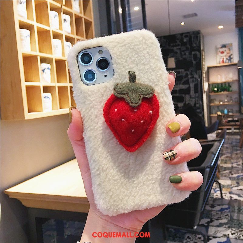 Étui iPhone 11 Pro Max Peluche Frais Fraise, Coque iPhone 11 Pro Max Dimensionnel Incassable