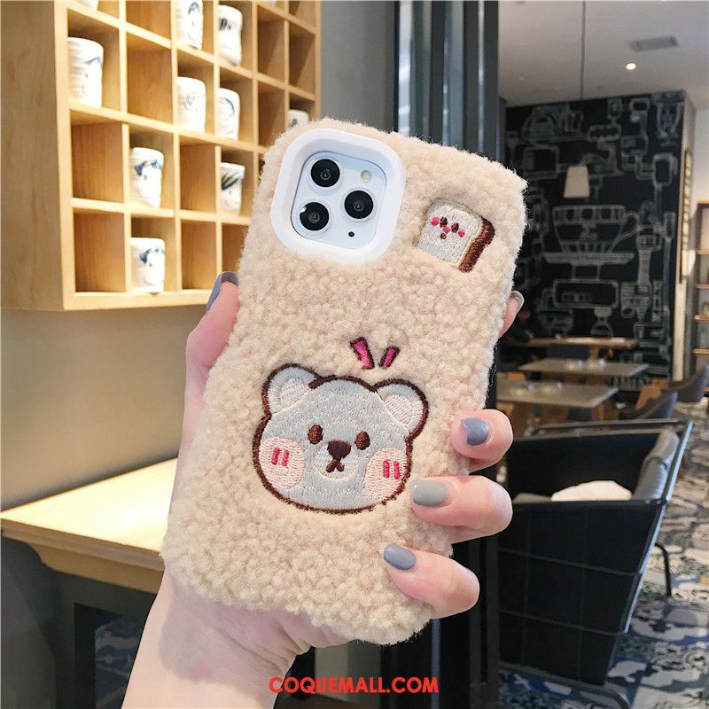 Étui iPhone 11 Pro Max Personnalité Dessin Animé Rose, Coque iPhone 11 Pro Max Velours Charmant