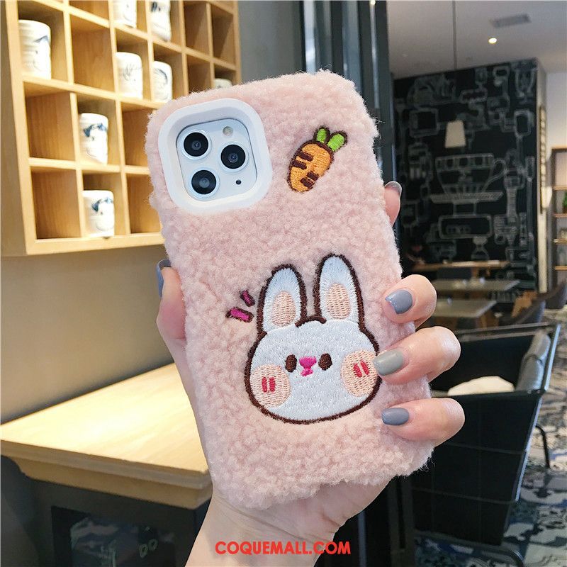 Étui iPhone 11 Pro Max Personnalité Dessin Animé Rose, Coque iPhone 11 Pro Max Velours Charmant