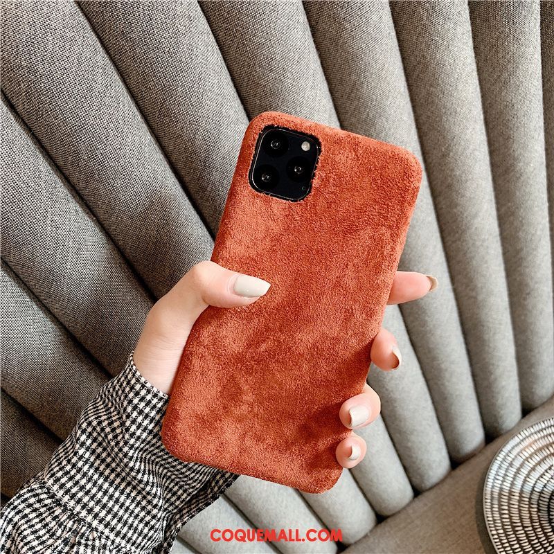 Étui iPhone 11 Pro Max Protection Créatif Daim Fourrure, Coque iPhone 11 Pro Max Vent Amoureux Orange