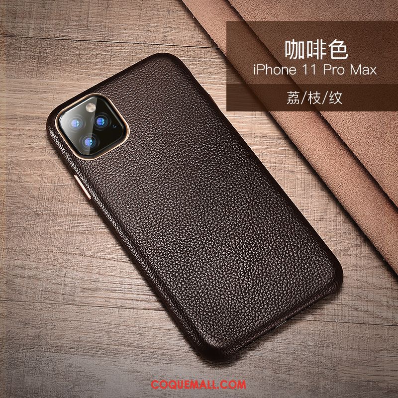 Étui iPhone 11 Pro Max Qualité Incassable Téléphone Portable, Coque iPhone 11 Pro Max Nouveau Cuir Véritable