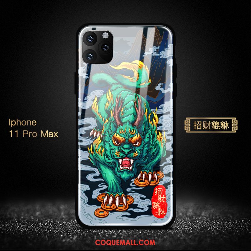 Étui iPhone 11 Pro Max Style Chinois Protection Richesse, Coque iPhone 11 Pro Max Verre Téléphone Portable