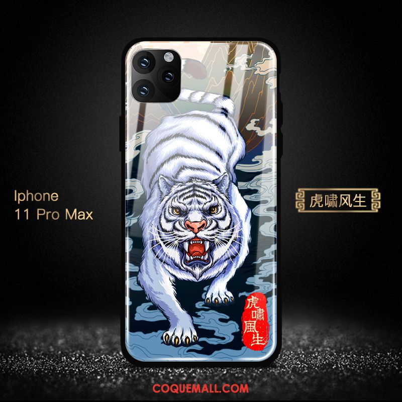 Étui iPhone 11 Pro Max Style Chinois Protection Richesse, Coque iPhone 11 Pro Max Verre Téléphone Portable