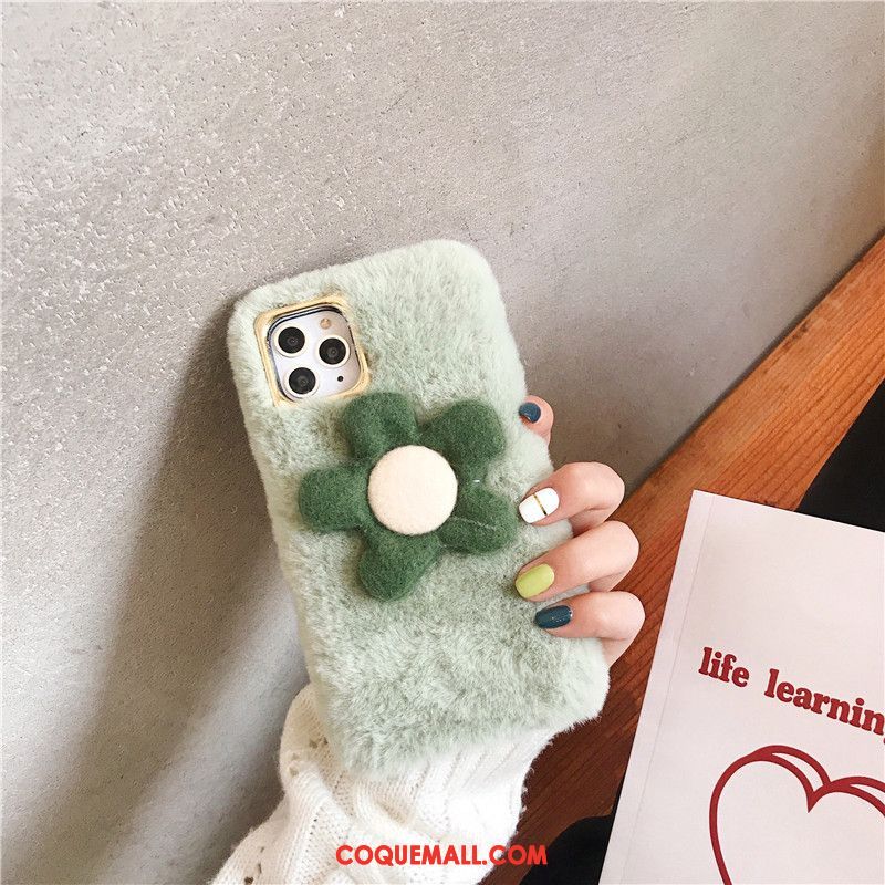 Étui iPhone 11 Pro Max Téléphone Portable Vert Velours, Coque iPhone 11 Pro Max Protection Peluche