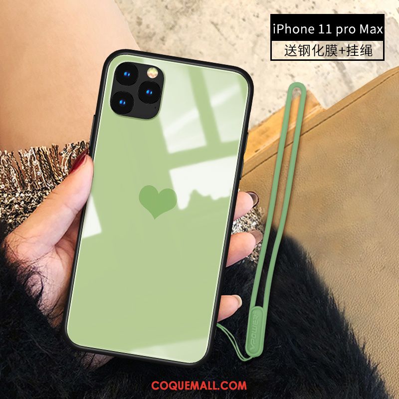 Étui iPhone 11 Pro Max Verre Téléphone Portable Vert, Coque iPhone 11 Pro Max Nouveau Tendance