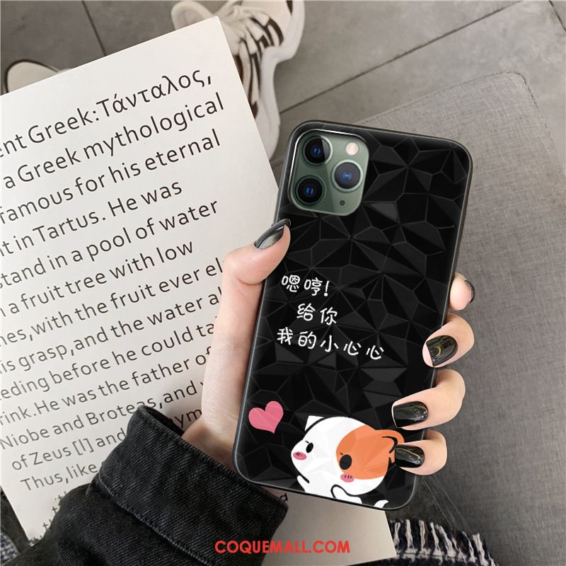 Étui iPhone 11 Pro Noir Modèle Fleurie Tendance, Coque iPhone 11 Pro Téléphone Portable Losange