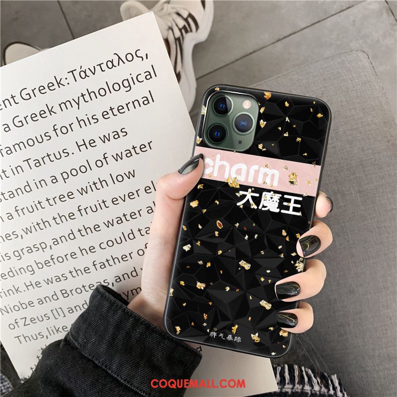 Étui iPhone 11 Pro Noir Modèle Fleurie Tendance, Coque iPhone 11 Pro Téléphone Portable Losange