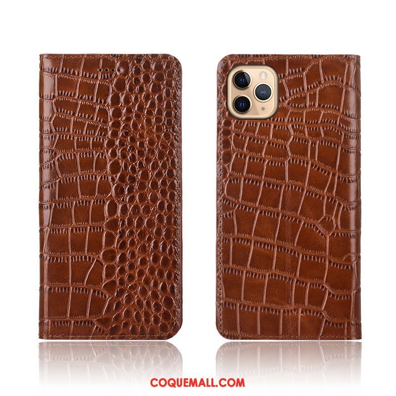 Étui iPhone 11 Pro Protection Cuir Véritable Crocodile, Coque iPhone 11 Pro Clamshell Silicone