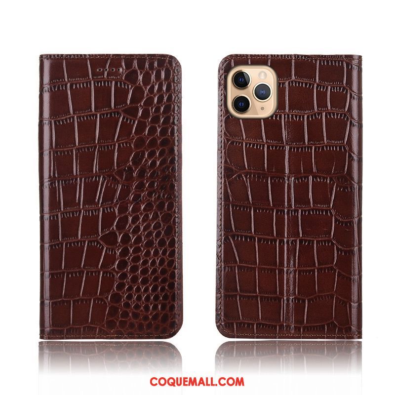 Étui iPhone 11 Pro Protection Cuir Véritable Crocodile, Coque iPhone 11 Pro Clamshell Silicone