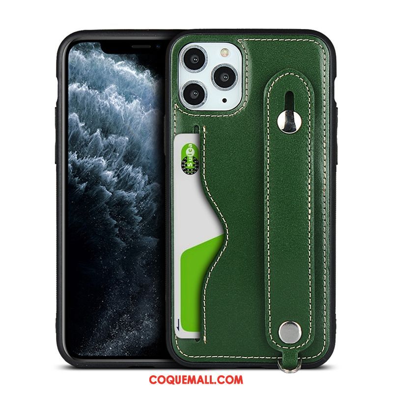 Étui iPhone 11 Pro Qualité Cuir Véritable Support, Coque iPhone 11 Pro Incassable Vert