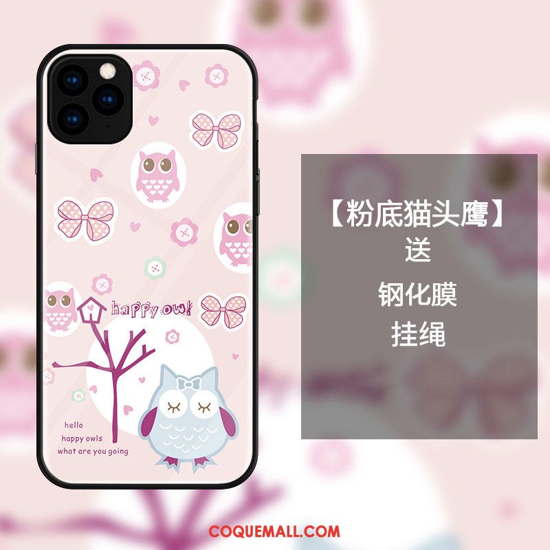 Étui iPhone 11 Pro Rose Téléphone Portable Incassable, Coque iPhone 11 Pro Verre Chat