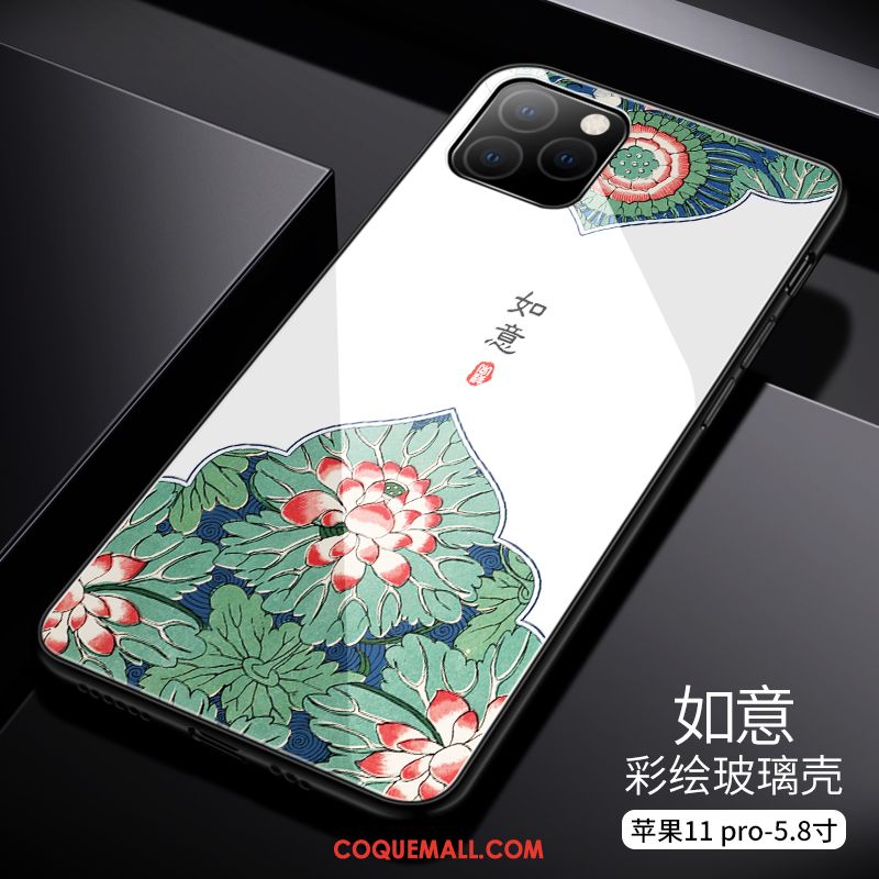 Étui iPhone 11 Pro Style Chinois Protection Téléphone Portable, Coque iPhone 11 Pro Luxe Blanc