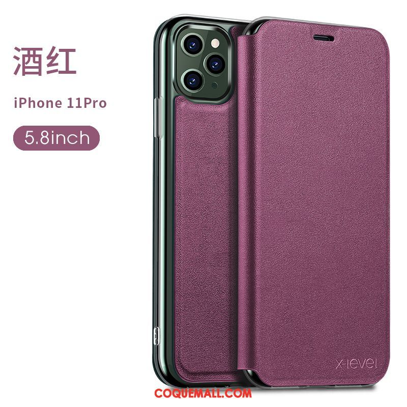 Étui iPhone 11 Pro Tout Compris En Cuir Luxe, Coque iPhone 11 Pro Très Mince Violet