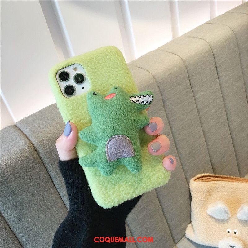 Étui iPhone 11 Pro Téléphone Portable Vert Peluche, Coque iPhone 11 Pro Fluide Doux Crocodile