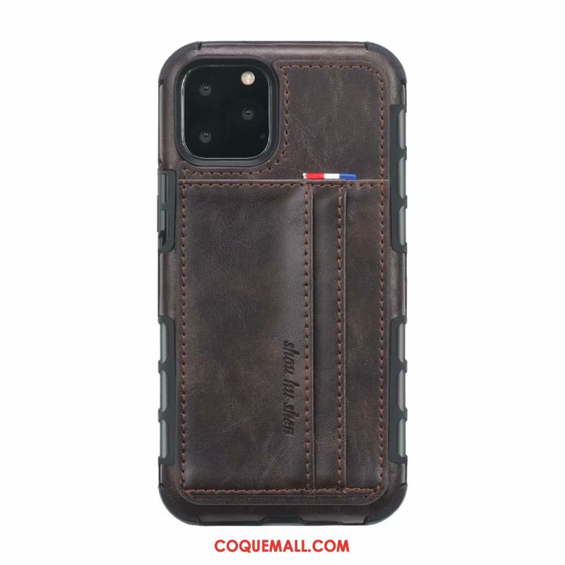 Étui iPhone 11 Pro Vintage Tout Compris Gris, Coque iPhone 11 Pro En Cuir Carte