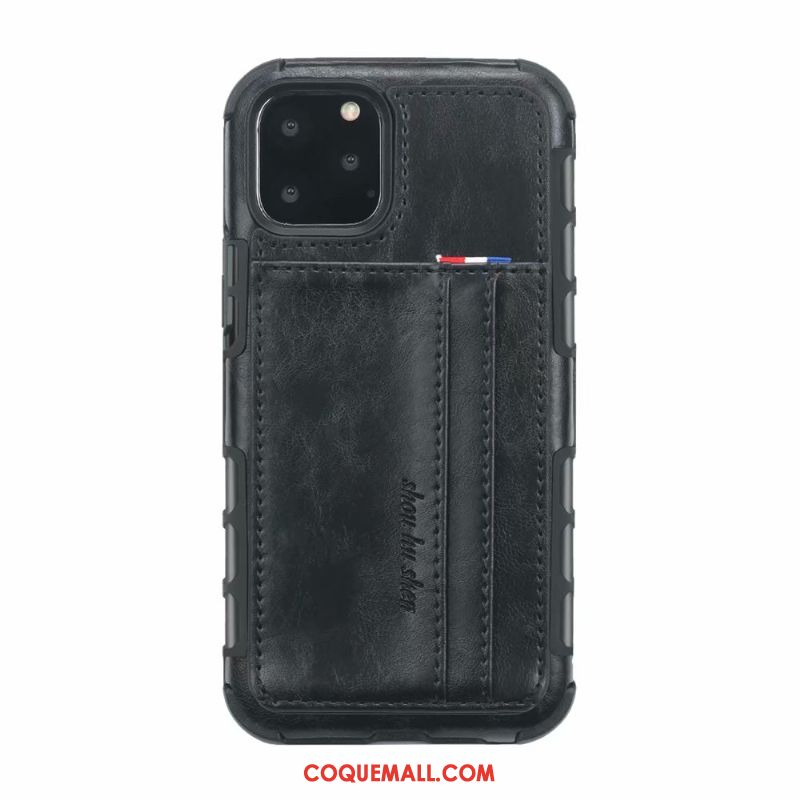 Étui iPhone 11 Pro Vintage Tout Compris Gris, Coque iPhone 11 Pro En Cuir Carte