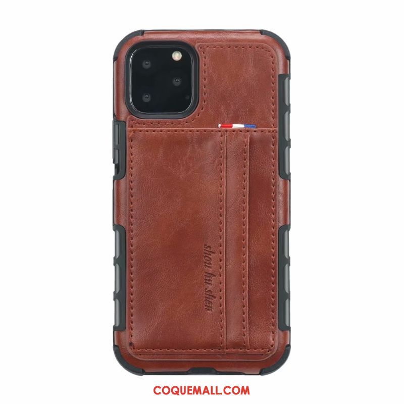 Étui iPhone 11 Pro Vintage Tout Compris Gris, Coque iPhone 11 Pro En Cuir Carte
