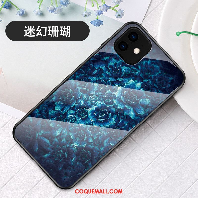 Étui iPhone 11 Sakura Art Bleu, Coque iPhone 11 Simple Fluide Doux