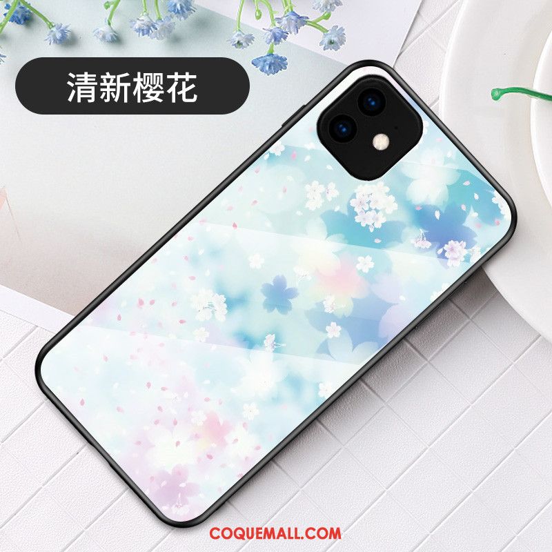 Étui iPhone 11 Sakura Art Bleu, Coque iPhone 11 Simple Fluide Doux