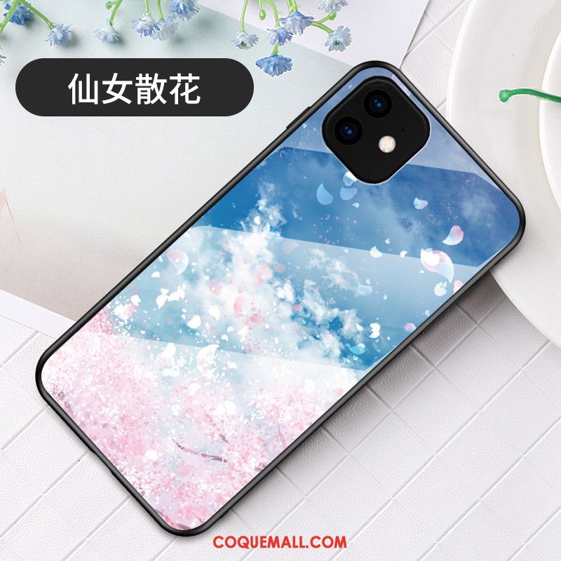 Étui iPhone 11 Sakura Art Bleu, Coque iPhone 11 Simple Fluide Doux