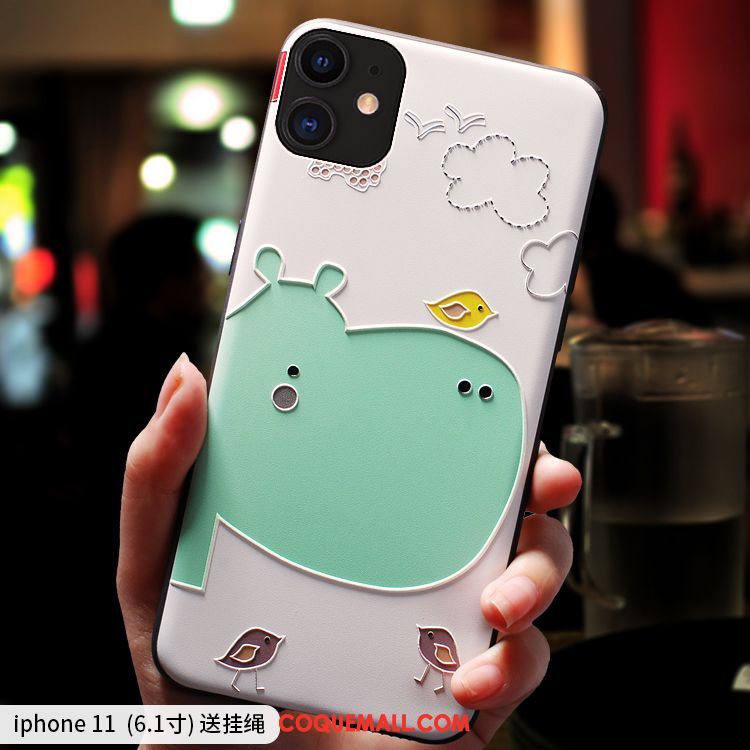 Étui iPhone 11 Silicone Créatif Dessin Animé, Coque iPhone 11 Vert Téléphone Portable