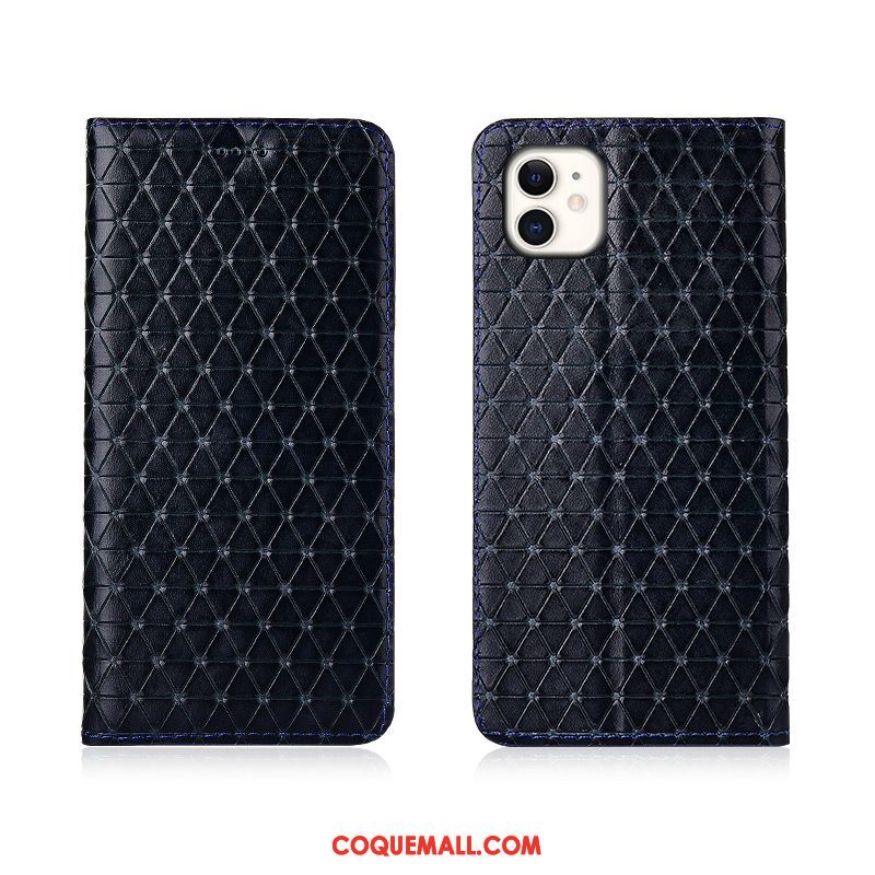 Étui iPhone 11 Silicone Plaid Cuir Véritable, Coque iPhone 11 Incassable En Cuir Braun