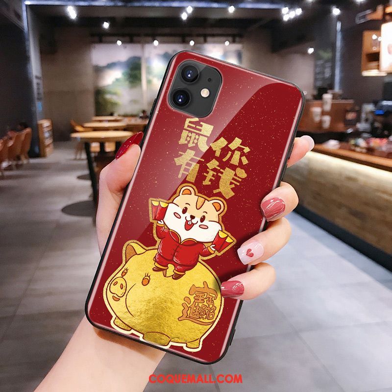 Étui iPhone 11 Silicone Rouge Rat, Coque iPhone 11 Verre Dessin Animé