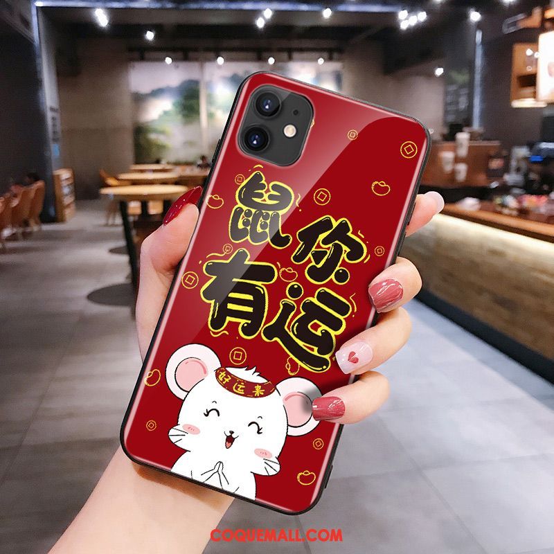 Étui iPhone 11 Silicone Rouge Rat, Coque iPhone 11 Verre Dessin Animé