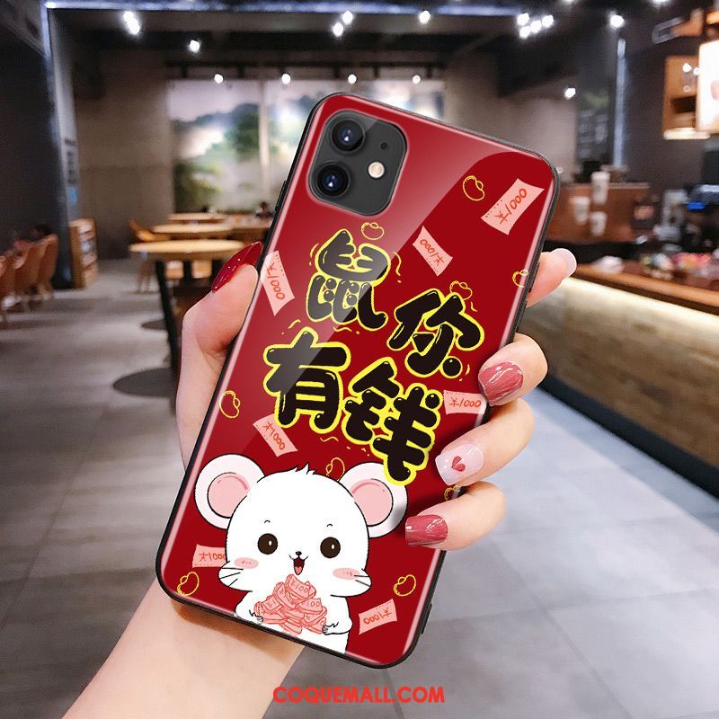 Étui iPhone 11 Silicone Rouge Rat, Coque iPhone 11 Verre Dessin Animé