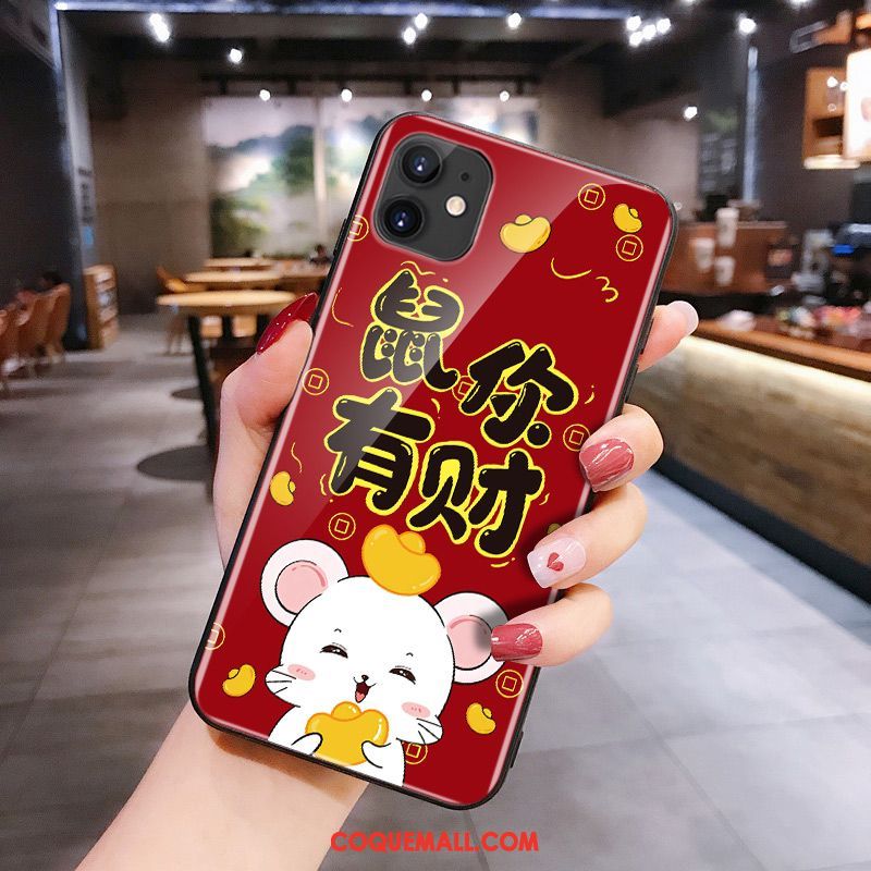 Étui iPhone 11 Silicone Rouge Rat, Coque iPhone 11 Verre Dessin Animé