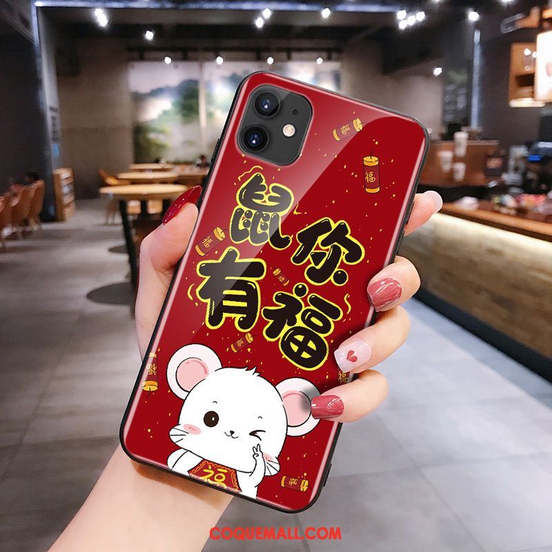 Étui iPhone 11 Silicone Rouge Rat, Coque iPhone 11 Verre Dessin Animé