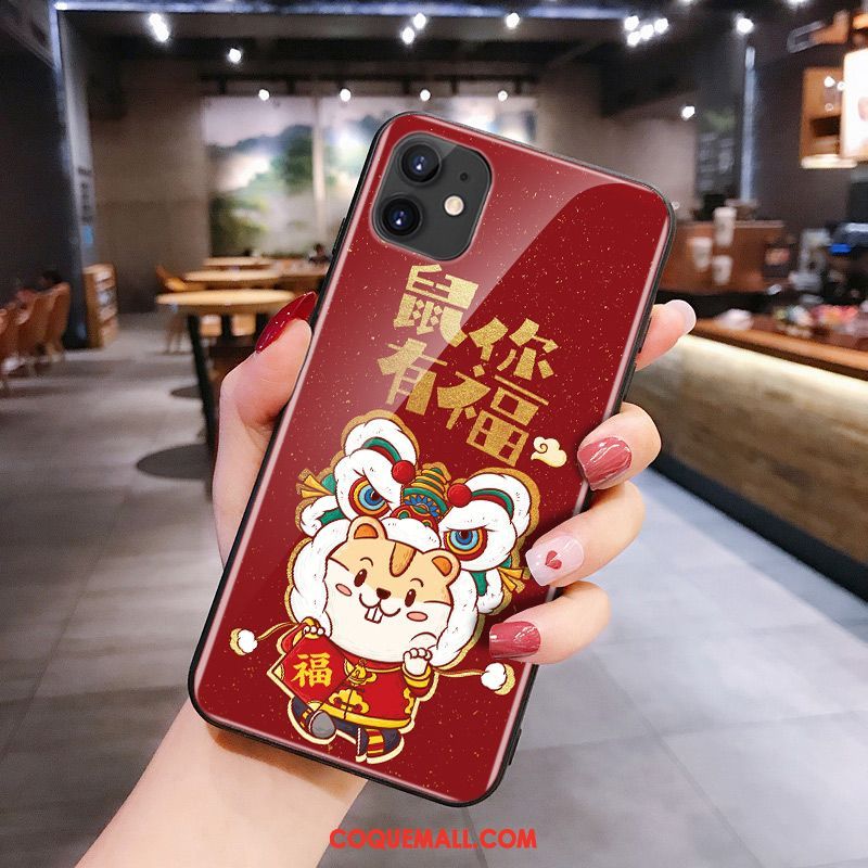 Étui iPhone 11 Silicone Rouge Rat, Coque iPhone 11 Verre Dessin Animé