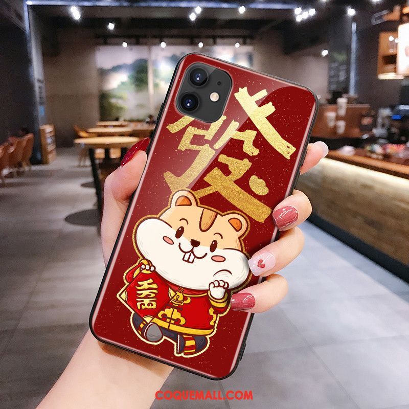 Étui iPhone 11 Silicone Rouge Rat, Coque iPhone 11 Verre Dessin Animé