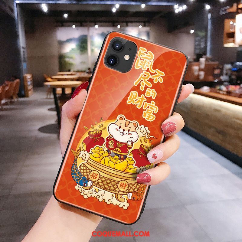 Étui iPhone 11 Silicone Rouge Rat, Coque iPhone 11 Verre Dessin Animé