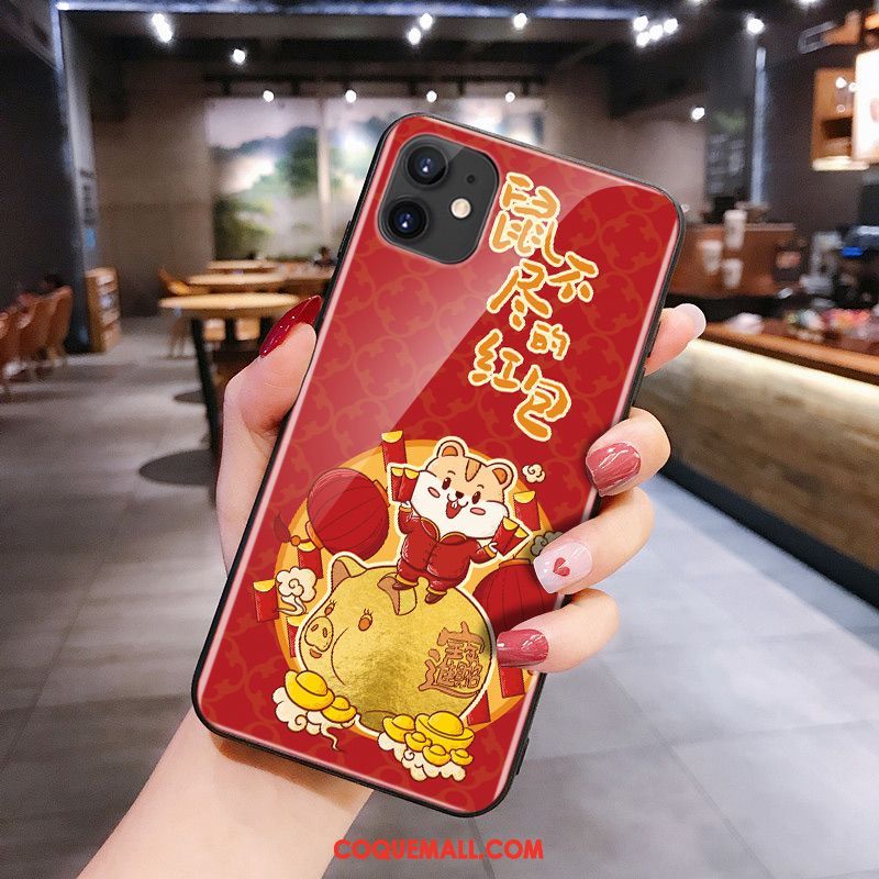 Étui iPhone 11 Silicone Rouge Rat, Coque iPhone 11 Verre Dessin Animé