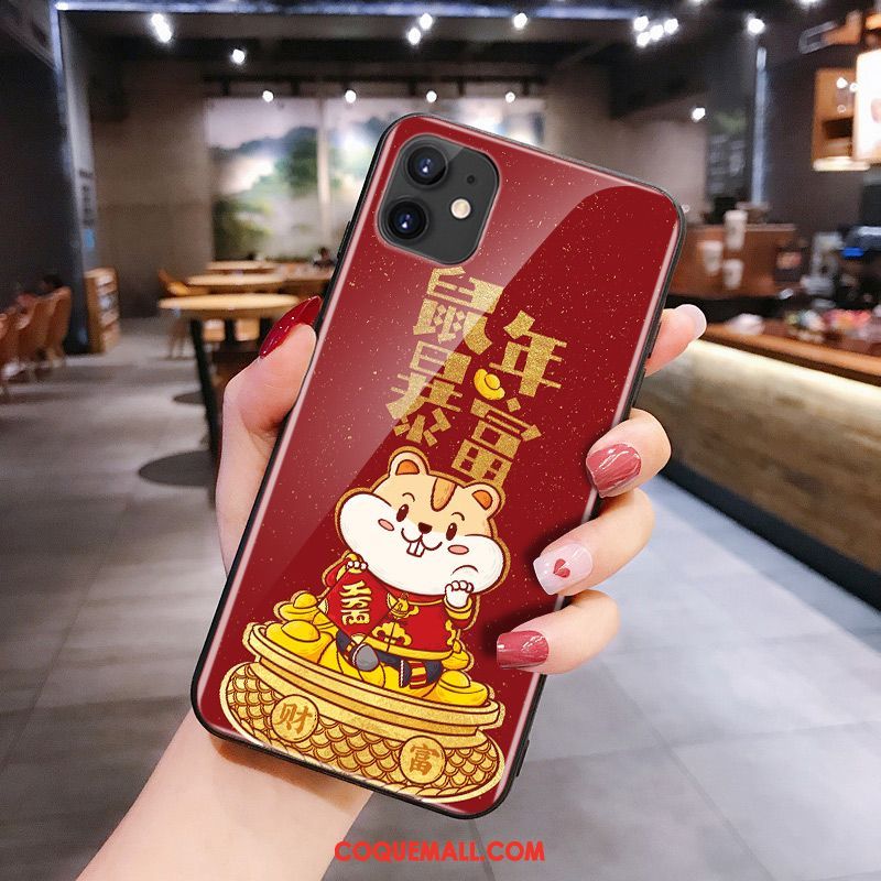 Étui iPhone 11 Silicone Rouge Rat, Coque iPhone 11 Verre Dessin Animé