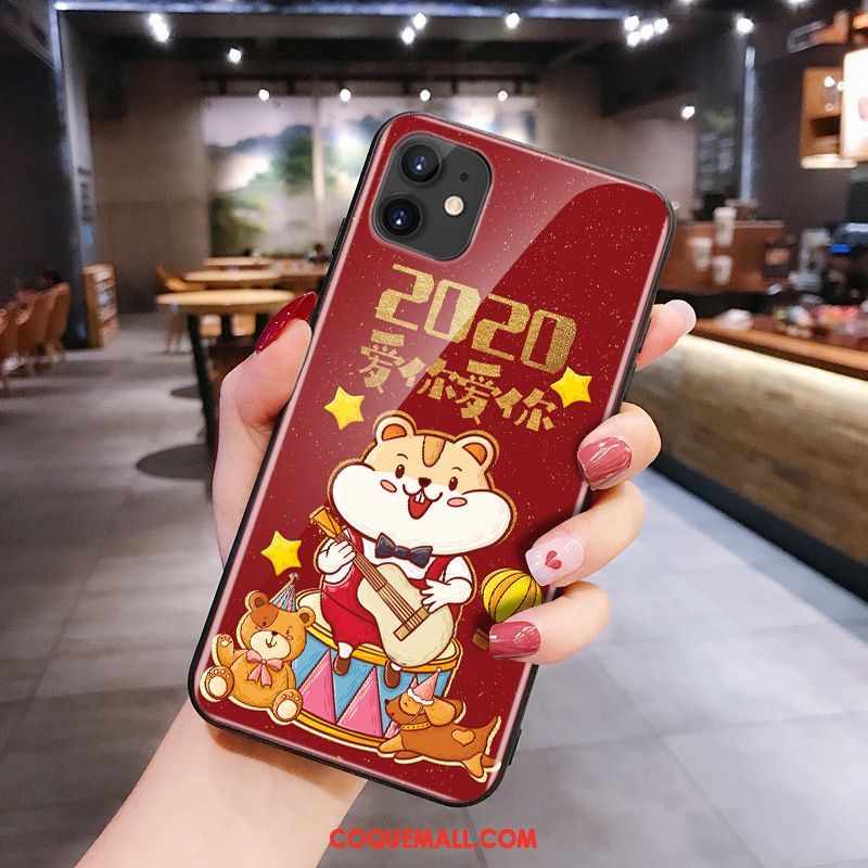 Étui iPhone 11 Silicone Rouge Rat, Coque iPhone 11 Verre Dessin Animé