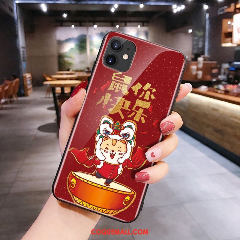 Étui iPhone 11 Silicone Rouge Rat, Coque iPhone 11 Verre Dessin Animé