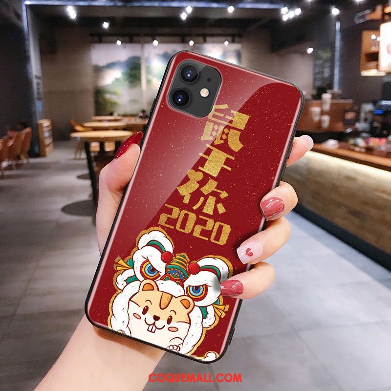 Étui iPhone 11 Silicone Rouge Rat, Coque iPhone 11 Verre Dessin Animé