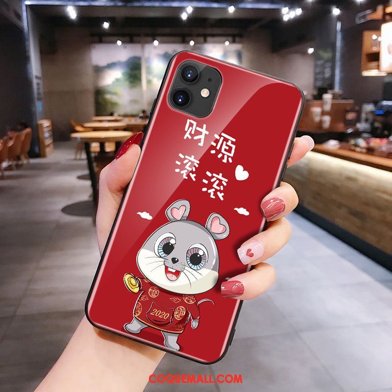 Étui iPhone 11 Silicone Rouge Rat, Coque iPhone 11 Verre Dessin Animé