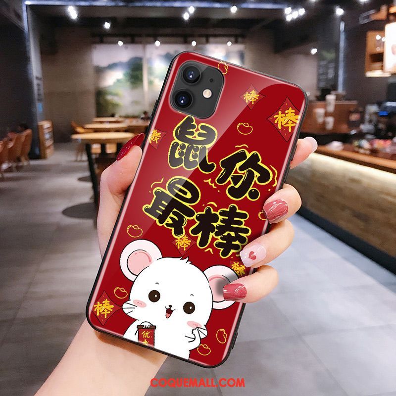 Étui iPhone 11 Silicone Rouge Rat, Coque iPhone 11 Verre Dessin Animé