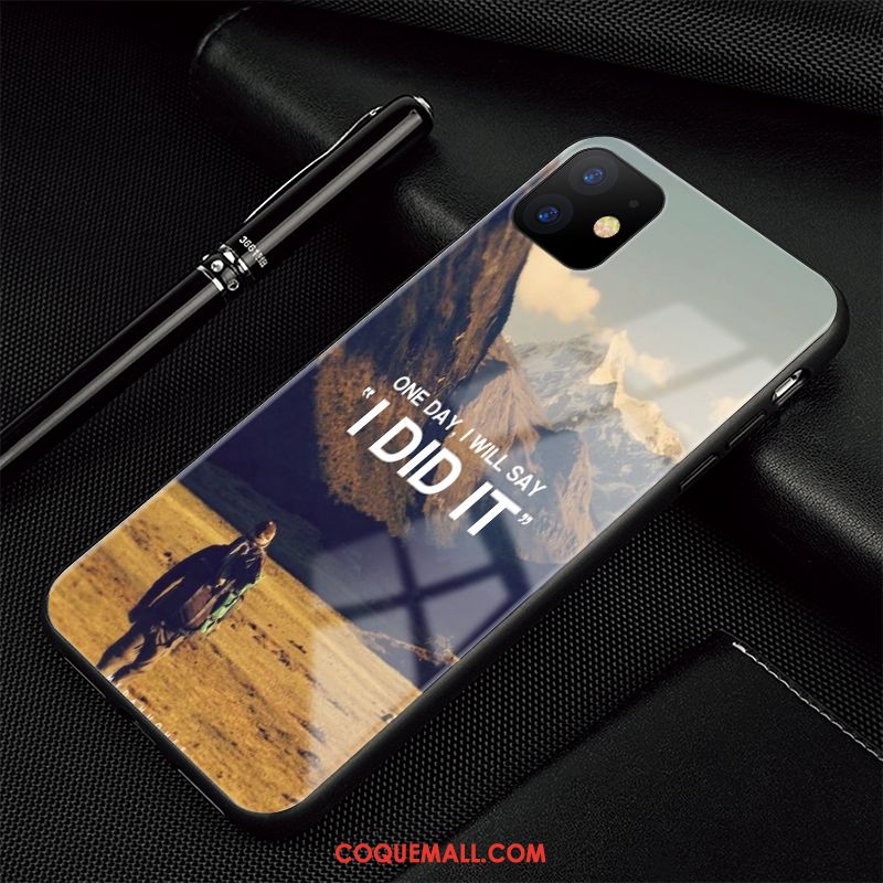 Étui iPhone 11 Simple Bleu Incassable, Coque iPhone 11 Silicone Verre